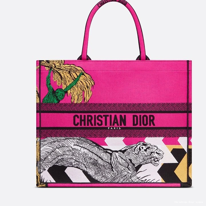 Cheap Motif Dior Book Tote D-Jungle Rose Pop Canvas 0811 Luxury
